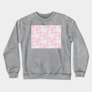 Pink and Mint Romantic Roses Crewneck Sweatshirt